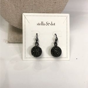 stella & dot black pavé soiree drop earrings